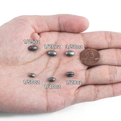 Dr.Fish 100 Pieces/Box Split Shot Sinkers Kit - 6 Sizes Lead Fishing Line Weights Clip on Sinkers for Fly Fishing, Freshwater, Trout Bulk Assortment