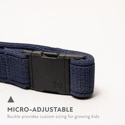 Arcade Belts A2 Youth Unisex Adventure Stretch Belt | Heavy Duty Elastic, Metal Free Buckle - color: Atlas - Navy