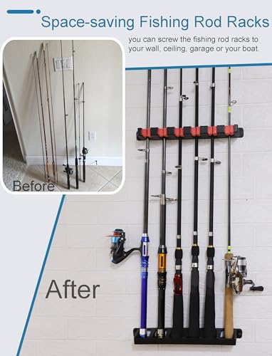 Horizontal Fishing Rod Rack Holders Wall-mounted Fish Pole Holder for Garage & Boat 6-Rod Storage Racks -1 Pair Rod Holder Rod Holder (2 Pair Vertical Blue) - color: 2 Pair Vertical Blue