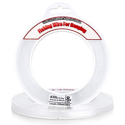 Clear Fishing Wire, Acejoz 656FT Fishing Line Clear Invisible Hanging Wire Strong Nylon String Supports 40 Pounds for Balloon Garland Hanging Decorations - style: 0.45mm, 656ft, 40lb