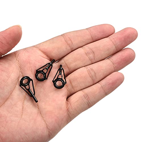 PATIKIL Tube Dia Fishing Rod Tips Repair Kit, Stainless Steel Black Guide Ring for Fishing - size: 2.0mm