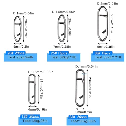 AGOOL Speed Clips for Fishing Lures Kit, Fishing Snaps Clips High Strength Quick Change Clips Stainless Steel Fishing Power Clips Swivels Fishing Tackle Connector Snaps - style: 90pcs Fishing Clips Kit