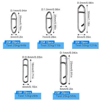 AGOOL Speed Clips for Fishing Lures Kit, Fishing Snaps Clips High Strength Quick Change Clips Stainless Steel Fishing Power Clips Swivels Fishing Tackle Connector Snaps - style: 90pcs Fishing Clips Kit