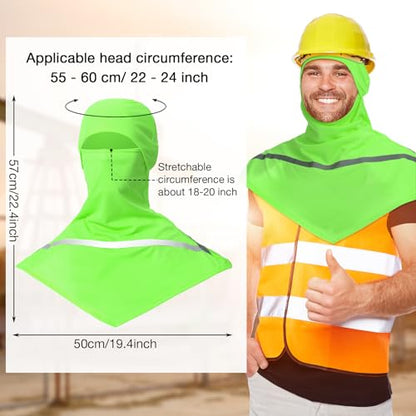 Seematn 4 Pcs Summer Balaclava Men Women Sun Face Mask for UV Protection Neck Covers with Reflective Strip Construction Work - color: Green