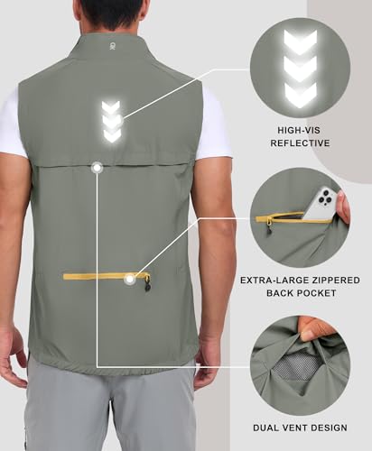 Little Donkey Andy Men's Lightweight Quick Dry Vest Packble Outerwear Sleeveless Windproof Jacket for Golfing Cycling Running - color: Laurel Oak, size: Medium