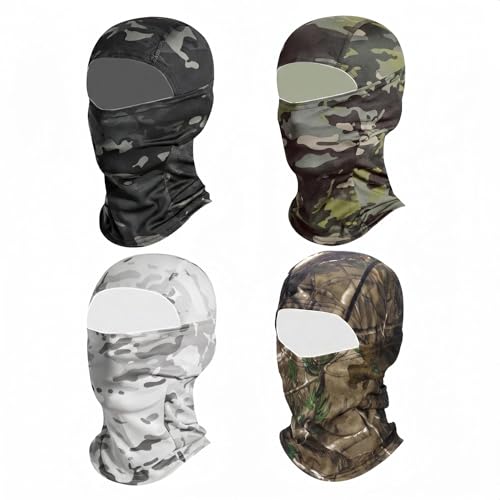 4 Pieces Balaclava Mask Sun Protection Hood Face Cover Full Head Mask for Men and Women for Hunting Fishing Skiing - color: Camo