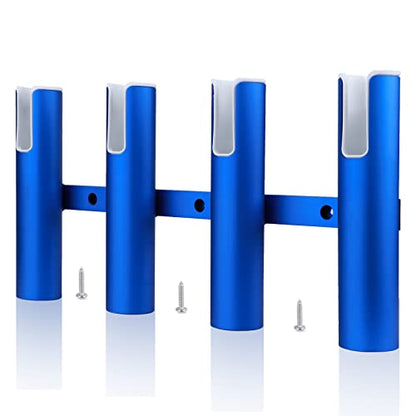 Aluminium Wall-Mounted Fishing Rod Holder for Boat, Garage & Marine - Holds Rods & Poles - color: Large Blue 4 Tubes