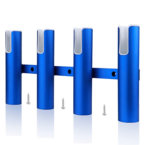Aluminium Wall-Mounted Fishing Rod Holder for Boat, Garage & Marine - Holds Rods & Poles - color: Large Blue 4 Tubes