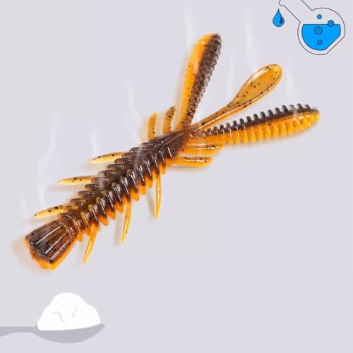 20PCS Fishing Crawfishes Lure Soft Shrimp Baits Lure Artificial Lure Swimbait Soft Lures for Freshwaters Saltwater - color: Dark green 6cm
