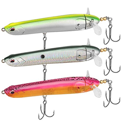 TRUSCEND Popobait Easy Catch Fishing Lures with BKK Hooks, Instant Startup, Longer Cast, Balanced Spray/Sound/Swim, Plopper Topwater Lures for Bass, Trout, Pike, Walleye, Freshwater Saltwater Fishing - color: C2-5",1oz
