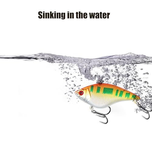 EXAURAFELIS Lipless Crankbait Fishing Lures Fishing Gear Vibration Lures VIB Lure with Treble Hook Swimbait FishingBait Sinking Lure for Bass Trout Walleye Redfish