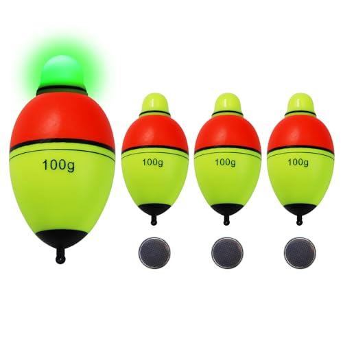Light-Up EVA Slip Bobbers, Lighted Foam Bobbers Green & Red LED Lights Fishing Floats for Night Fishing with Cell Battery Included - color: RED-YELLOW 100G LED FLOAT-3PCS