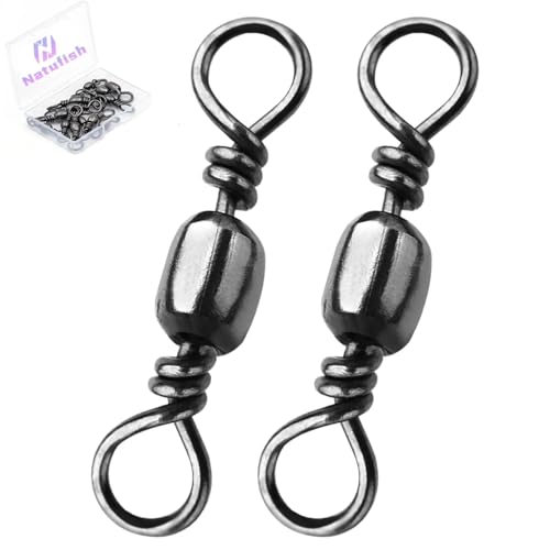 Fishing Barrel Swivels - 50Pcs/100pcs Solid Ring Rolling Swivel Connector High Strength Fishing Terminal Tackle for Saltwater Sea Fishing - size: 7#