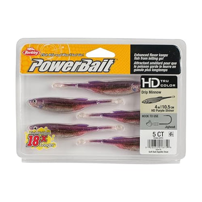 Berkley PowerBait Drip Minnow Fishing Soft Bait - color: HD Purple Shiner, size: 4"