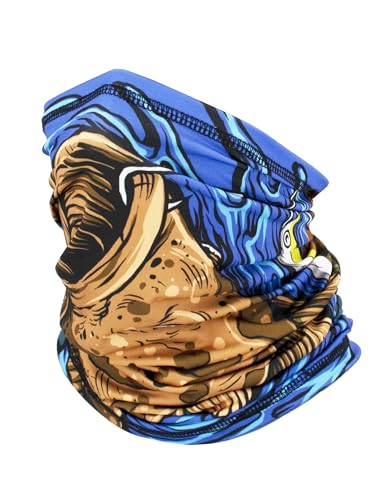 JHYWELL Cooling Neck Gaiter Face Mask, UV Protection Masks Gator, Windproof Bandana for Skiing, Fishing, Hiking, Cycling - color: Fish Waves