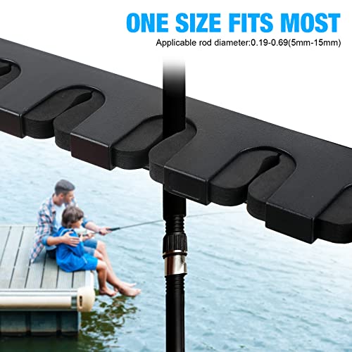 Jexine 8 Pack Horizontal Fishing Rod Holders 15 Inches Wall Mounted Fishing Rod Rack Vertical Fishing Pole Organizer 6 Rod Storage with Screws for Garage and Boat Accessories