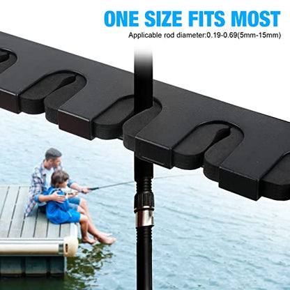 Jexine 8 Pack Horizontal Fishing Rod Holders 15 Inches Wall Mounted Fishing Rod Rack Vertical Fishing Pole Organizer 6 Rod Storage with Screws for Garage and Boat Accessories