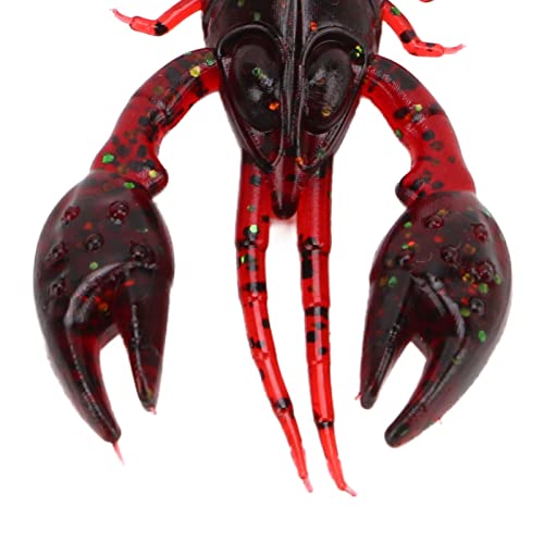 Fishing Lures, 10pcs PVC Flexible Crawdad Soft Fishing Lure, Shrimp Artificial Soft Lure Baits for Mandarin Fish, Black Fish, Perch, Carp Fishing(Sauce Red)