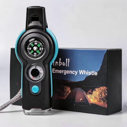 Emergency Survival Function Whistle, Outdoor Multifunctional Tool Safety Whistle with Lanyard, Ideal for Kayaking, Boating, Hiking, Camping, Climbing, Hunting, Fishing, Rescue Signaling - color: blue*black1pcs