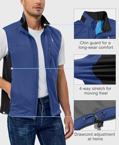 Little Donkey Andy Men's Lightweight Softshell Vest, Windproof Sleeveless Jacket for Running, Hiking, Cycling, Golf - color: Ink Blue, size: X-Large