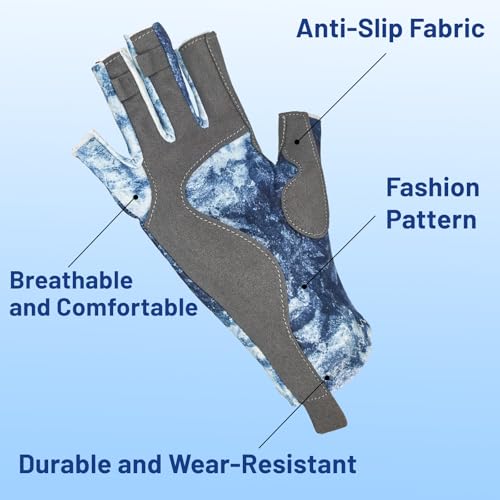 Half Finger Fishing Gloves for Men & Women - Non-Slip, Breathable, Sun Protection for Outdoor, Kayaking, Rowing, Fishing, Boating - size: Large