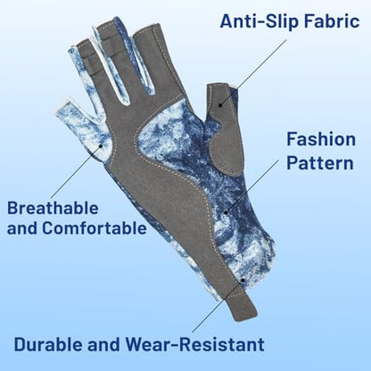 Half Finger Fishing Gloves for Men & Women - Non-Slip, Breathable, Sun Protection for Outdoor, Kayaking, Rowing, Fishing, Boating - size: Large