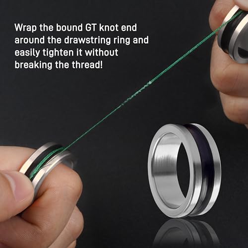 2pcs Fishing Line Puller Ring, Knot Tightening Fishing Metal Puller Ring Accessories Tool for Tying - color: Silver-2pcs