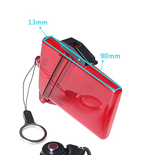 Sport Waterproof ID Card Badge Holder Case with Lanyard Cover Multiple Credit Cards, Registration, ins Card Heavy Duty Durable Locker Dry Box (Clear Red,2pack) - color: Clear Red,2pack