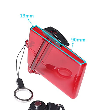 Sport Waterproof ID Card Badge Holder Case with Lanyard Cover Multiple Credit Cards, Registration, ins Card Heavy Duty Durable Locker Dry Box (Clear Red,2pack) - color: Clear Red,2pack