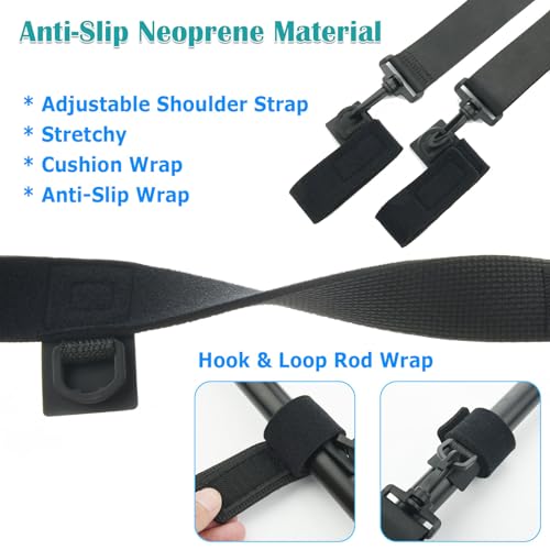 Cosmos Fishing Rods Carrier Strap - Adjustable Sling Shoulder Fishing Poles Strap Holder for Fly-Fishing, Casting Rod & Spinning Rod, Black