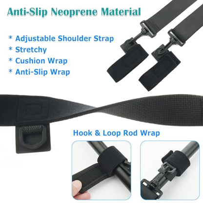 Cosmos Fishing Rods Carrier Strap - Adjustable Sling Shoulder Fishing Poles Strap Holder for Fly-Fishing, Casting Rod & Spinning Rod, Black
