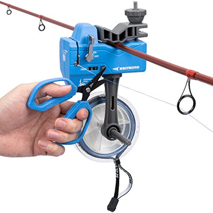 KastKing Kalibrate Fishing Line Spooler & 5’’ Braid Scissors - W/Line Counter, Patented Accessories, Portable, Compact, for Spinning & Casting Reels - No Line Twist, Fishing Gears Gifts for Men - style: Patented Line Spooler & Scissor - Blue