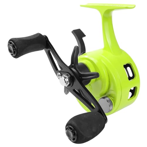 Ice Fishing Reels 3.2:1 Gear Ratio Ultra Smooth 3+1Ball Bearings Strength CNC-machined Aluminum Inline Ice Fishing Reel with Left/Right Hand Retrieve - color: Green-Left Hand Retreive