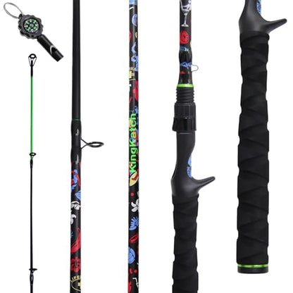 5’6" Ultra-Light Spinning Fishing Rod, Threaded Grip Gun Handle, Durable Composite Graphite & Glass Blank, Ceramic Line Guides, Sensitive Strike Detection for Freshwater & Inshore - size: HDSJQB18-6'0"