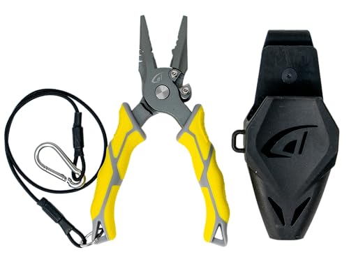 danco Carbon Steel 6.5" Fishing Pliers with Sheath, Line Cutter, Corrosion-Resistant, Saltwater & Freshwater Safe