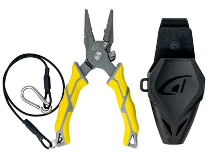 danco Carbon Steel 6.5" Fishing Pliers with Sheath, Line Cutter, Corrosion-Resistant, Saltwater & Freshwater Safe