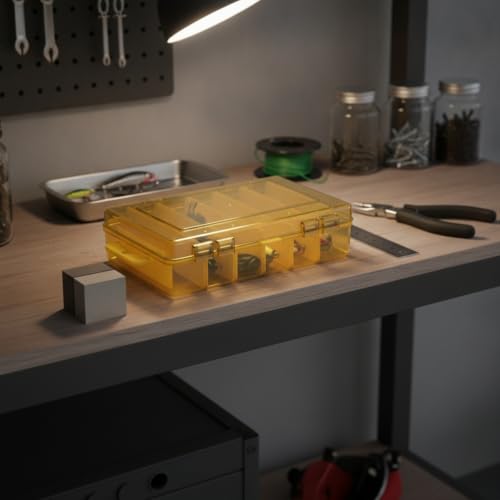Kayak & Bank Fishing Essential: Compact Double Layer Tackle Box for Hooks and Lures, Yellow PP Plastic Organizer, 5.4 x 4.1 x 1.2 Inch