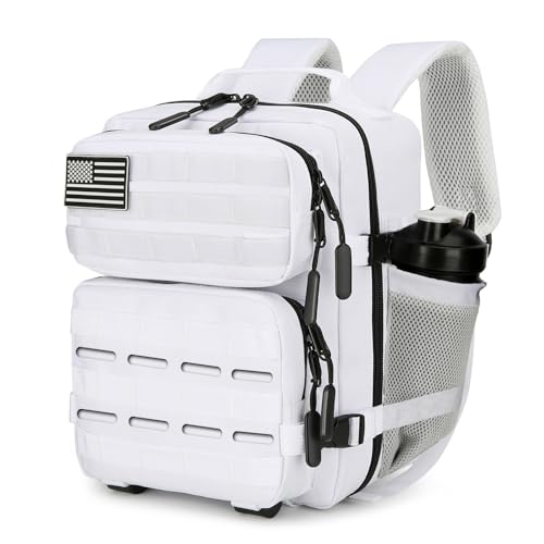 9L Mini Tactical Backpack for Men and Women Tactical Backpack Small for Hiking Small Tactical Bag Fitness Pack - color: White