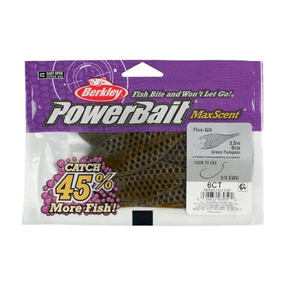 Berkley PowerBait MaxScent Flux-Gill - color: Green Pumpkin, size: 3 1/2"
