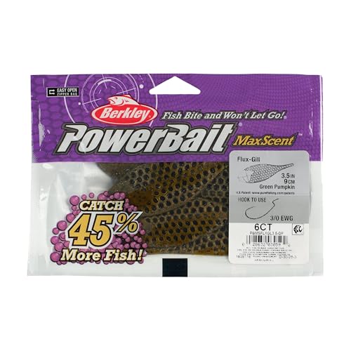 Berkley PowerBait MaxScent Flux-Gill - color: Green Pumpkin, size: 3 1/2"