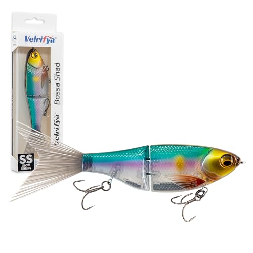 Bossa Shad Multi-Jointed Swimbait – Realistic Shad Profile with Natural Swimming Action for Bass Fishing - color: 05-Aqua Gold