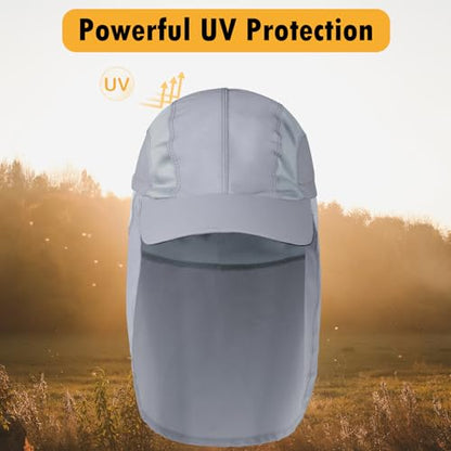 Mens Sun Hat with Breathable Mesh Sun Hats for Men Sun Protection Fishing Hat with Neck Flap for Hiking Cycling - color: Dark Gray