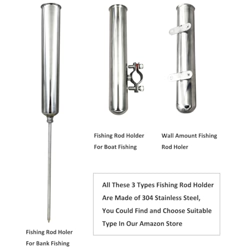 DGOL 2 Packs Shiny 304 Stainless Steel Fishing Rod Holders for Boat, Cute Design, Install on 1" to 1-1/8" Rail