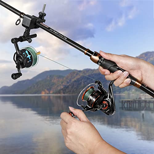 PLUSINNO Fishing Line Spooler For Fishing Reels, Fishing Gear And Equipment Gift For men With Unwinding Function Versatile for Thick & Thin Rods, Works with Spinning Reel, Cast Reel Without Line Twist - style: Fishing Rod Clamp Spooler