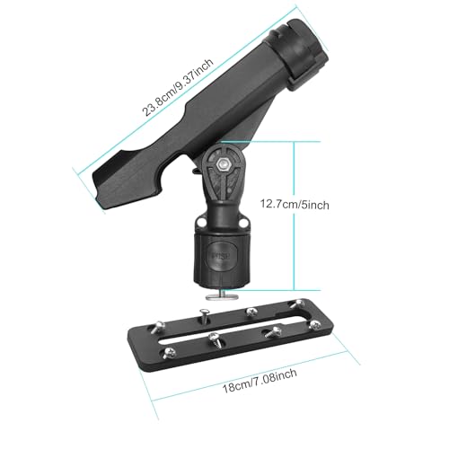 Kayak Fishing Rod Holder , Fishing Boat Rods Holder with T-Shaped Screw, 360° Adjustable Kayak Fishing Pole Holder Mounted Track or Kayak,