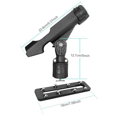 Kayak Fishing Rod Holder , Fishing Boat Rods Holder with T-Shaped Screw, 360° Adjustable Kayak Fishing Pole Holder Mounted Track or Kayak,
