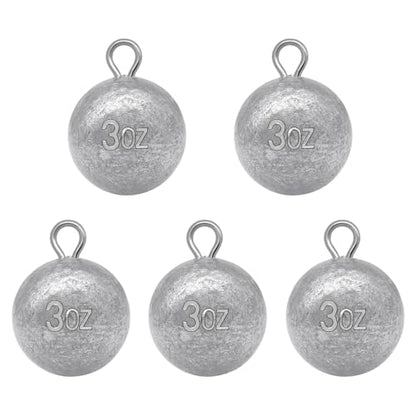 5 Pcs Fishing Round Sinker Cannonball Lead Weights Assortment Egg Drop Bass Weights Saltwater Freshwater Casting 1-5oz - size: 3oz - 5pcs