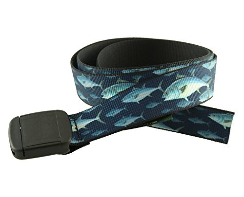 Thomas Bates Fish Pattern Metal Free Hiker Web Belts - color: Bluefin Tuna
