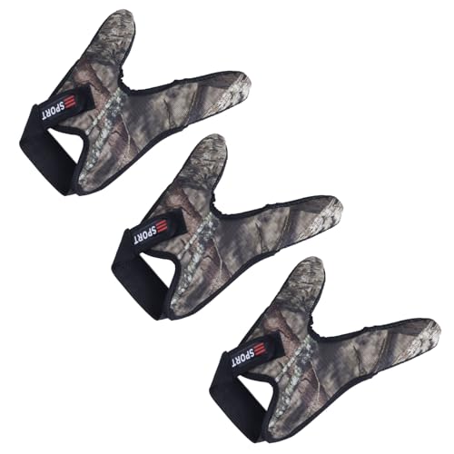 Double-Finger Gloves, 3 Pack Anti-Slip Fishing Glove, Professional Finger Gloves Protector Unisex Elastic Band Glove for Outdoor Fishing - color: Camouflage