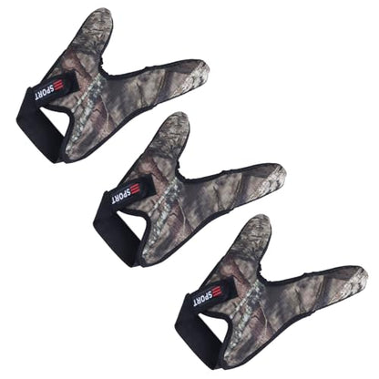 Double-Finger Gloves, 3 Pack Anti-Slip Fishing Glove, Professional Finger Gloves Protector Unisex Elastic Band Glove for Outdoor Fishing - color: Camouflage